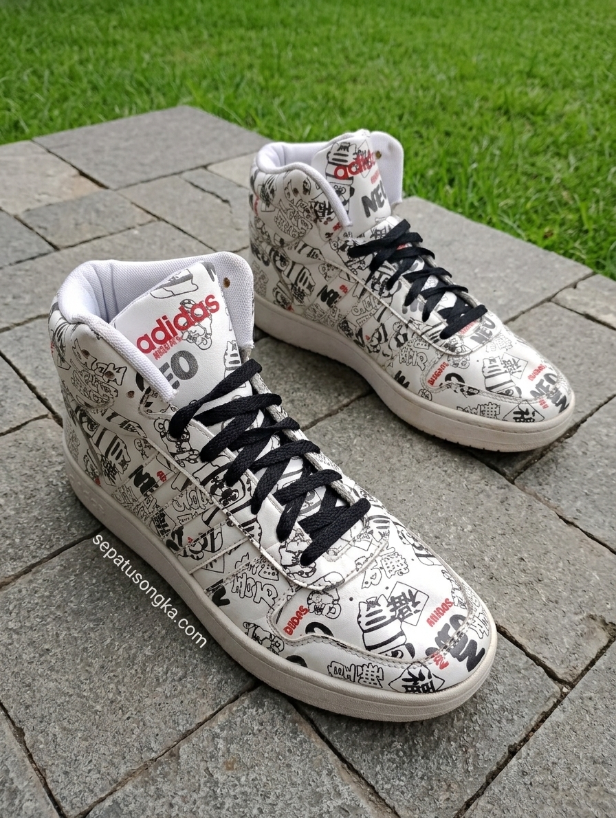 adidas Neo Hoops 2.0 Mid "Black White Graffiti"