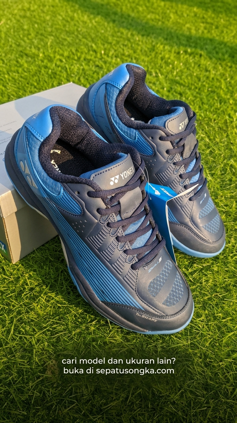 sepatu badminton-Yonex Skill 5 Badminton Shoes in the Dark Navy / Aqua Blue